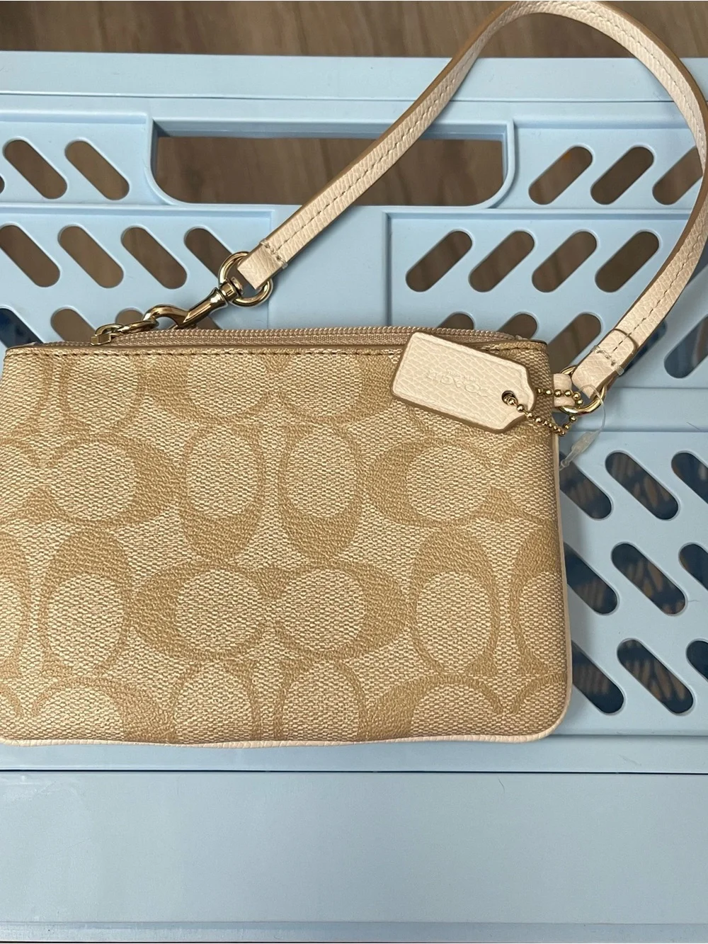 Coach Signature Tan Wristlet